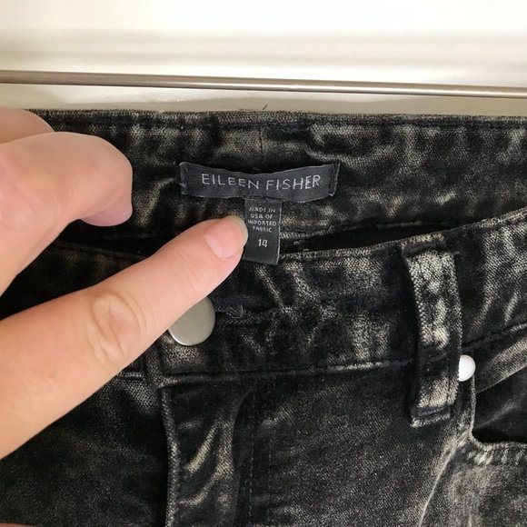 Eileen Fisher Womens Velour Skinny Pants Off-Black - Picture 3 of 6